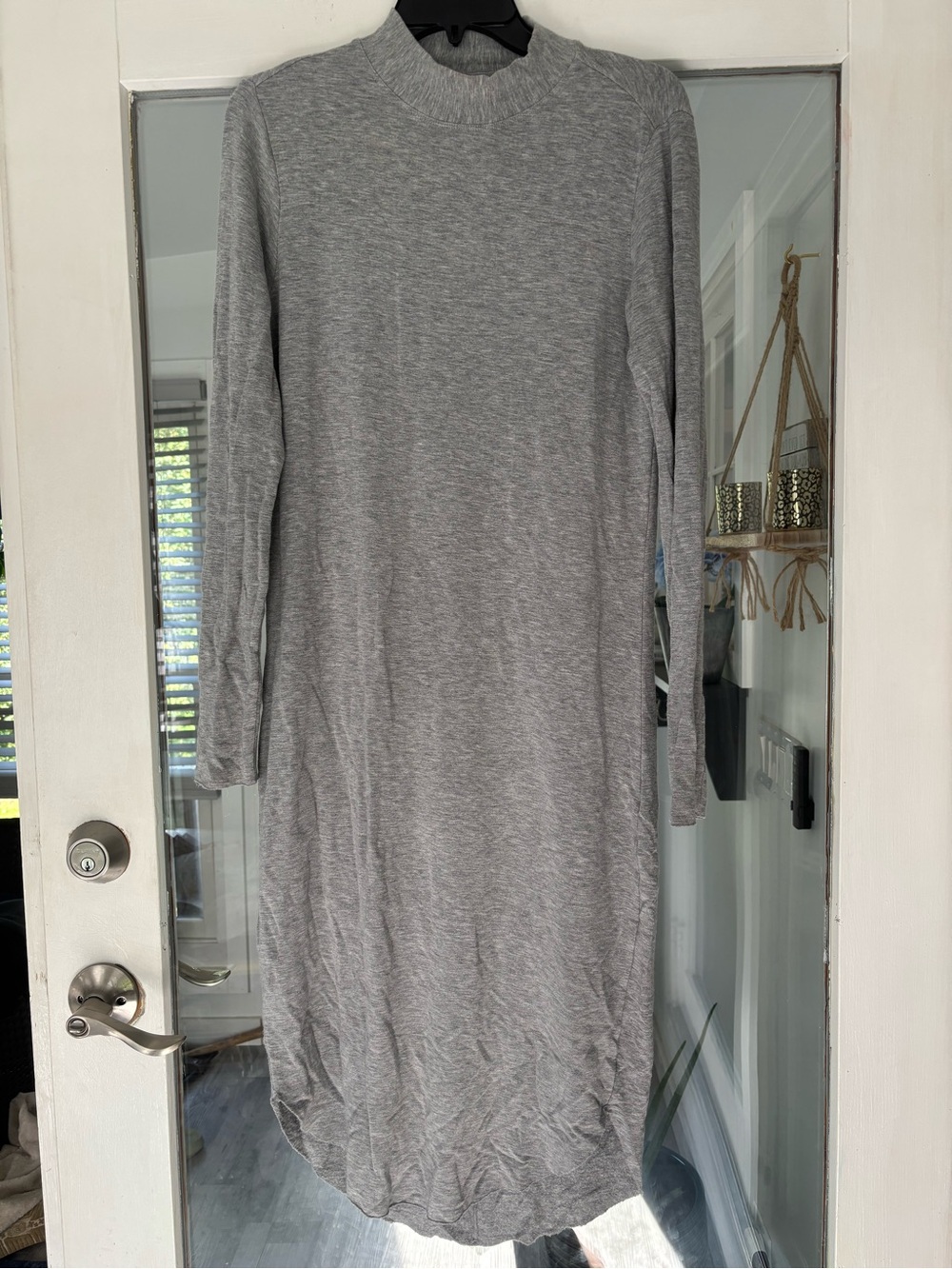 Kit and Ace Light Grey Long Sleeve Midi Knit Dress